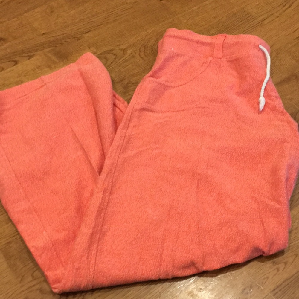 Lagaci Orange soft wide leg drawstring pants Large